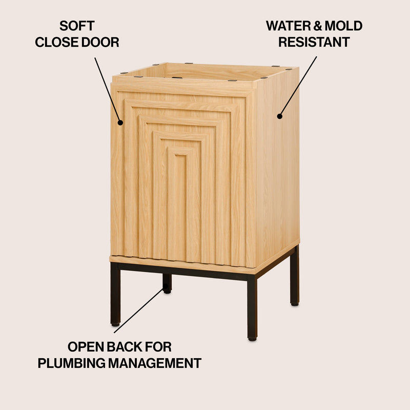 Rowan Geometric Modern Transitional 2-Shelf Bath Vanity Cabinet Only (Sink Basin Not Included)