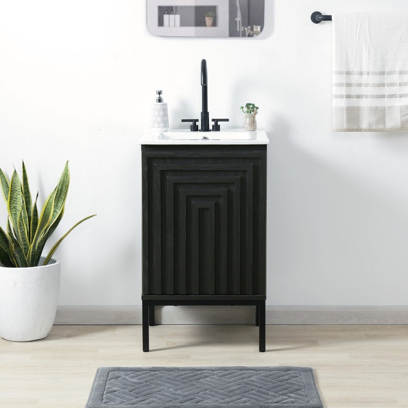 Rowan Geometric Modern Transitional 2-Shelf Bath Vanity Cabinet Only (Sink Basin Not Included) - JONATHAN Y