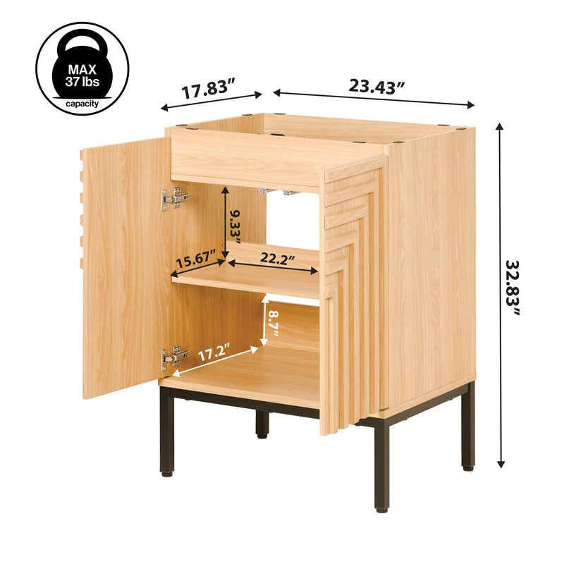 Rowan Geometric Modern Transitional 2-Shelf Bath Vanity Cabinet Only (Sink Basin Not Included)