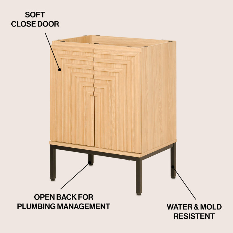 Rowan Geometric Modern Transitional 2-Shelf Bath Vanity Cabinet Only (Sink Basin Not Included)