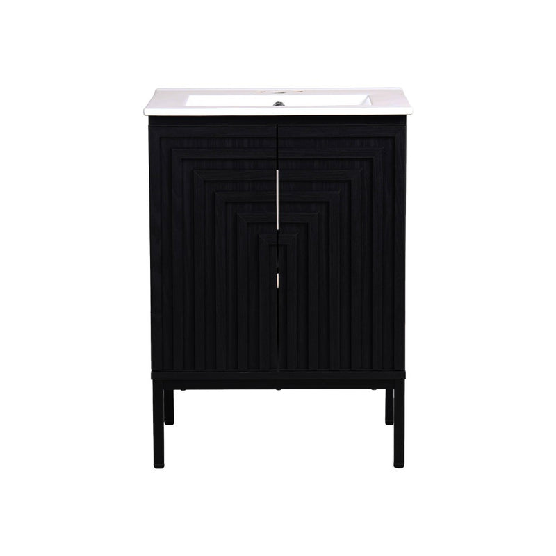 Rowan Geometric Modern Transitional 2-Shelf Bath Vanity Cabinet Only (Sink Basin Not Included)