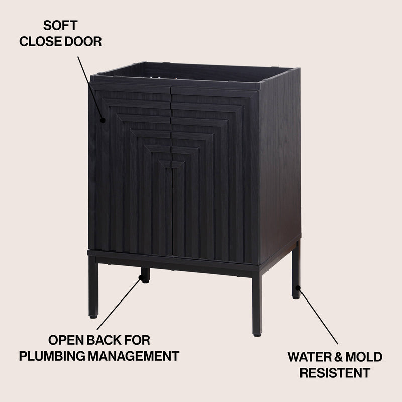 Rowan Geometric Modern Transitional 2-Shelf Bath Vanity Cabinet Only (Sink Basin Not Included)