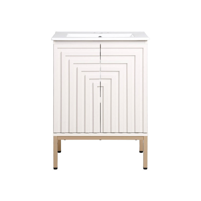 Rowan Geometric Modern Transitional 2-Shelf Bath Vanity Cabinet Only (Sink Basin Not Included)