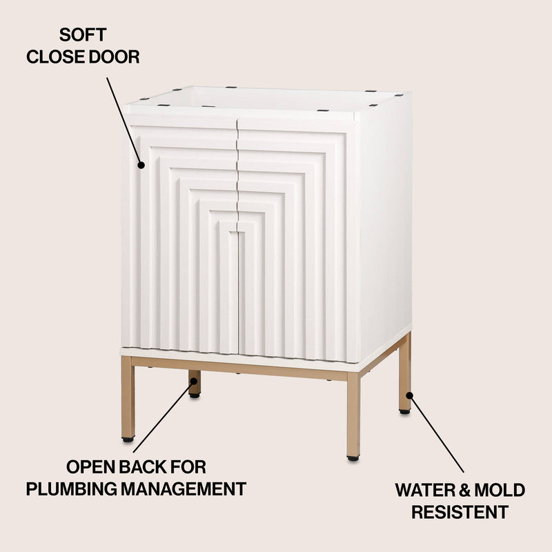 Rowan Geometric Modern Transitional 2-Shelf Bath Vanity Cabinet Only (Sink Basin Not Included)