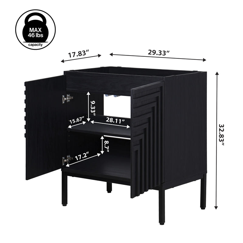 Rowan Geometric Modern Transitional 2-Shelf Bath Vanity Cabinet Only (Sink Basin Not Included)