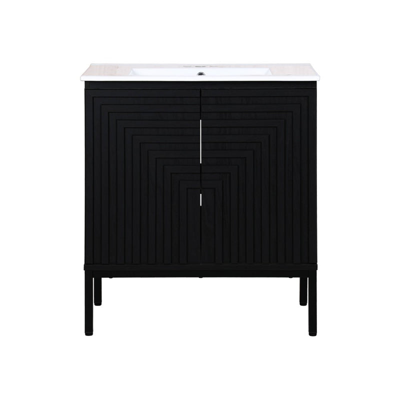 Rowan Geometric Modern Transitional 2-Shelf Bath Vanity Cabinet Only (Sink Basin Not Included)