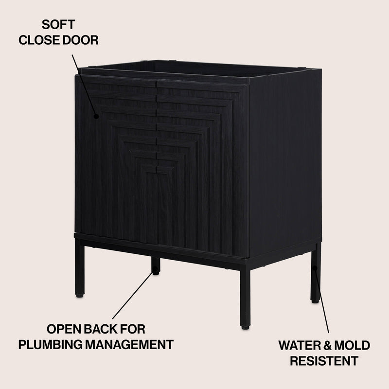 Rowan Geometric Modern Transitional 2-Shelf Bath Vanity Cabinet Only (Sink Basin Not Included)