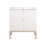 Rowan Geometric Modern Transitional 2-Shelf Bath Vanity Cabinet Only (Sink Basin Not Included) - JONATHAN Y