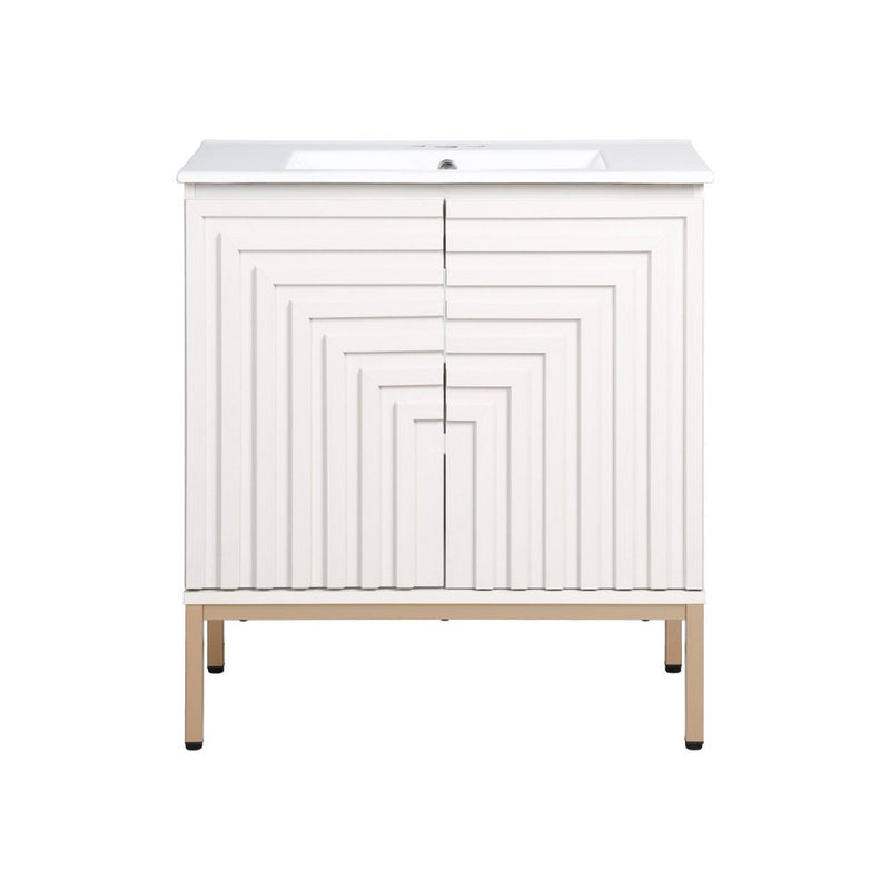 Rowan Geometric Modern Transitional 2-Shelf Bath Vanity Cabinet Only (Sink Basin Not Included) - JONATHAN Y