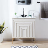 Rowan Geometric Modern Transitional 2-Shelf Bath Vanity Cabinet Only (Sink Basin Not Included) - JONATHAN Y