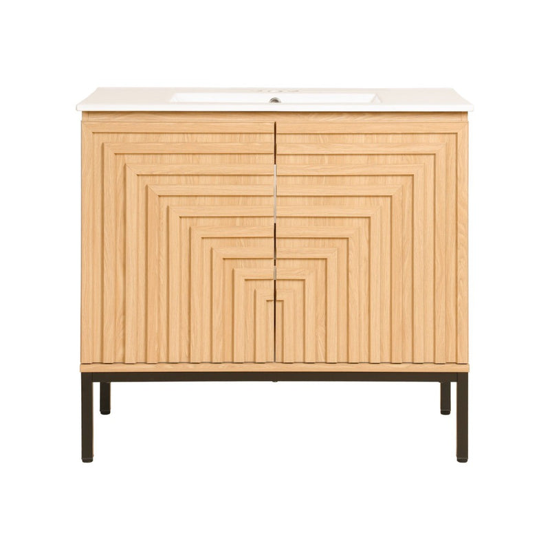 Rowan Geometric Modern Transitional 2-Shelf Bath Vanity Cabinet Only (Sink Basin Not Included)
