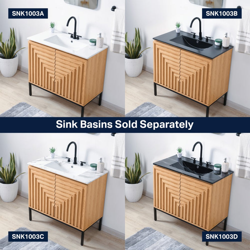 Rowan Geometric Modern Transitional 2-Shelf Bath Vanity Cabinet Only (Sink Basin Not Included)