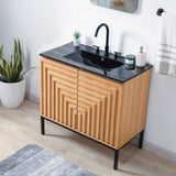 Rowan Geometric Modern Transitional 2-Shelf Bath Vanity Cabinet Only (Sink Basin Not Included)