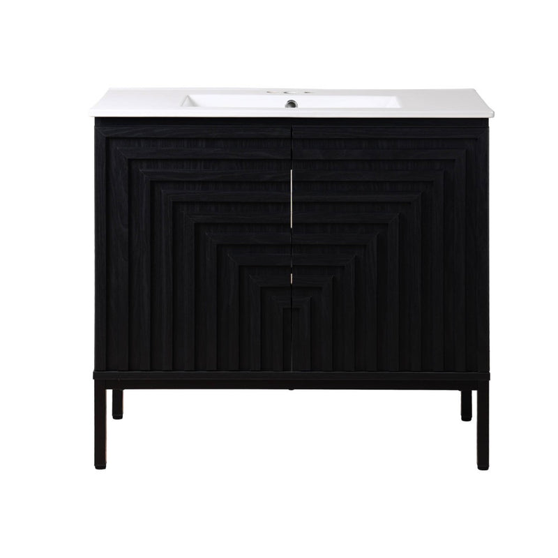 Rowan Geometric Modern Transitional 2-Shelf Bath Vanity Cabinet Only (Sink Basin Not Included)
