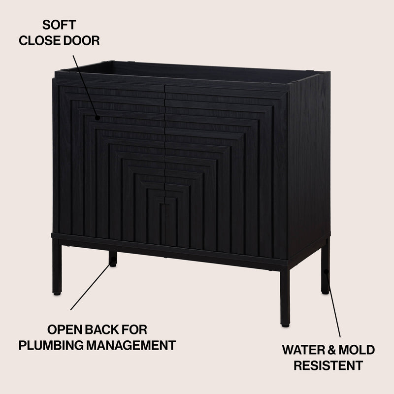 Rowan Geometric Modern Transitional 2-Shelf Bath Vanity Cabinet Only (Sink Basin Not Included)
