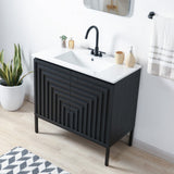 Rowan Geometric Modern Transitional 2-Shelf Bath Vanity Cabinet Only (Sink Basin Not Included)