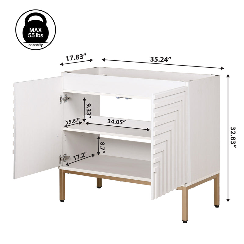 Rowan Geometric Modern Transitional 2-Shelf Bath Vanity Cabinet Only (Sink Basin Not Included)