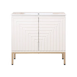 Rowan Geometric Modern Transitional 2-Shelf Bath Vanity Cabinet Only (Sink Basin Not Included)