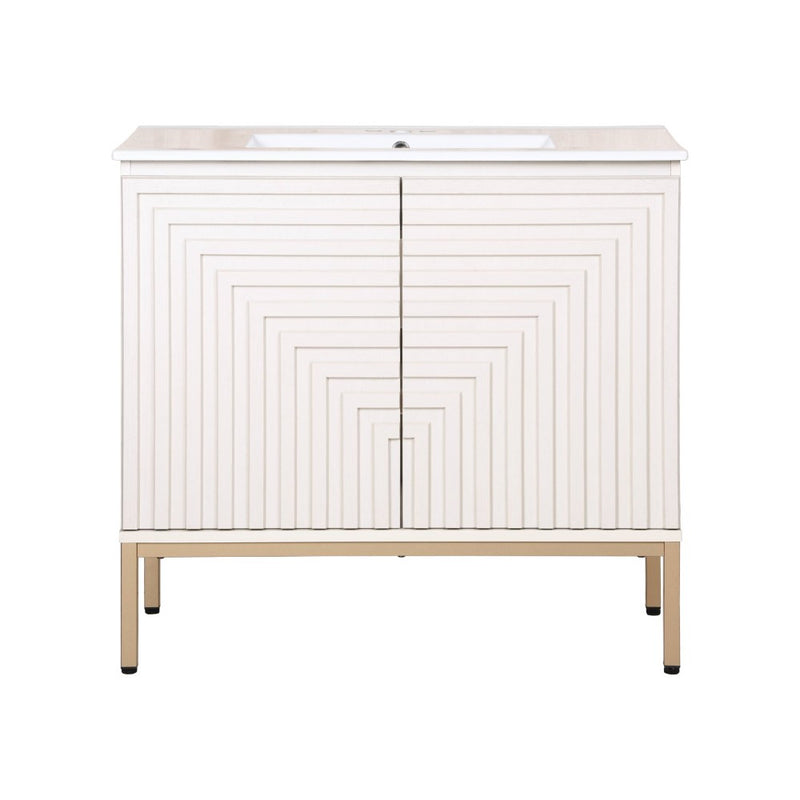Rowan Geometric Modern Transitional 2-Shelf Bath Vanity Cabinet Only (Sink Basin Not Included)