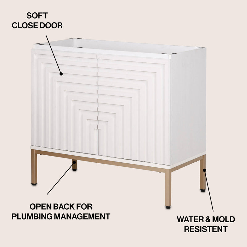 Rowan Geometric Modern Transitional 2-Shelf Bath Vanity Cabinet Only (Sink Basin Not Included)
