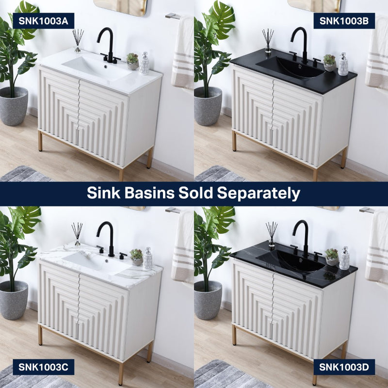 Rowan Geometric Modern Transitional 2-Shelf Bath Vanity Cabinet Only (Sink Basin Not Included)