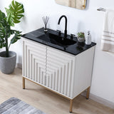 Rowan Geometric Modern Transitional 2-Shelf Bath Vanity Cabinet Only (Sink Basin Not Included)