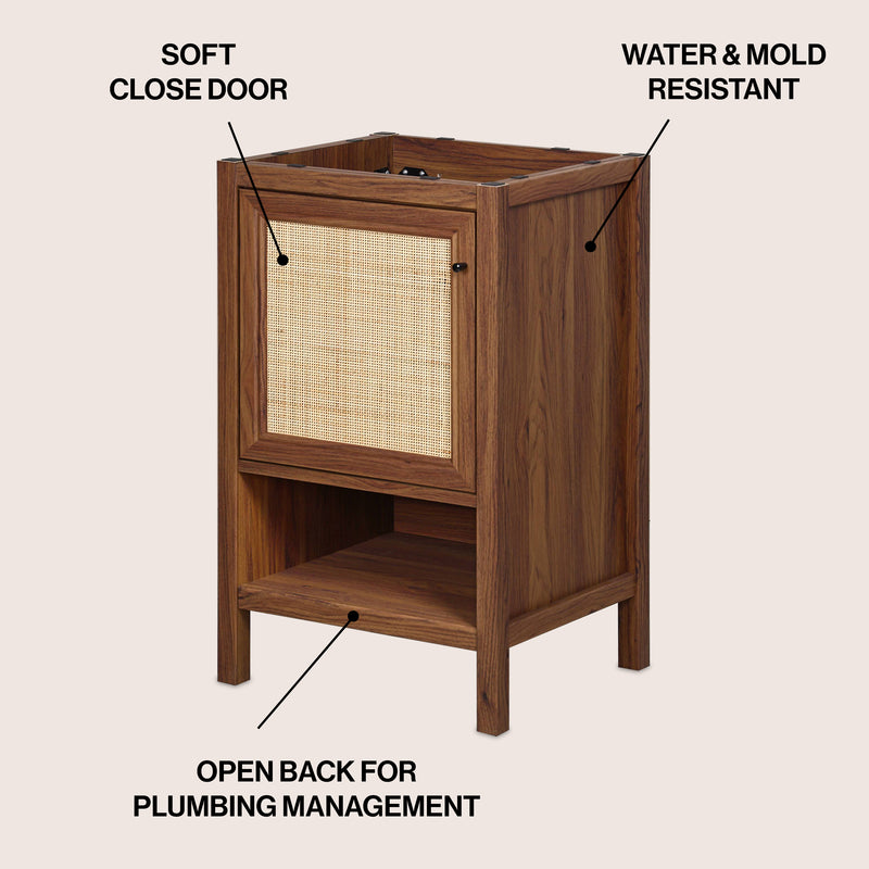 Jasper Rattan Modern Coastal 2-Shelf Bath Vanity Cabinet Only (Sink Basin Not Included)
