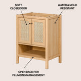 Jasper Rattan Modern Coastal 2-Shelf Bath Vanity Cabinet Only (Sink Basin Not Included)