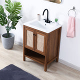 Jasper Rattan Modern Coastal 2-Shelf Bath Vanity Cabinet Only (Sink Basin Not Included)