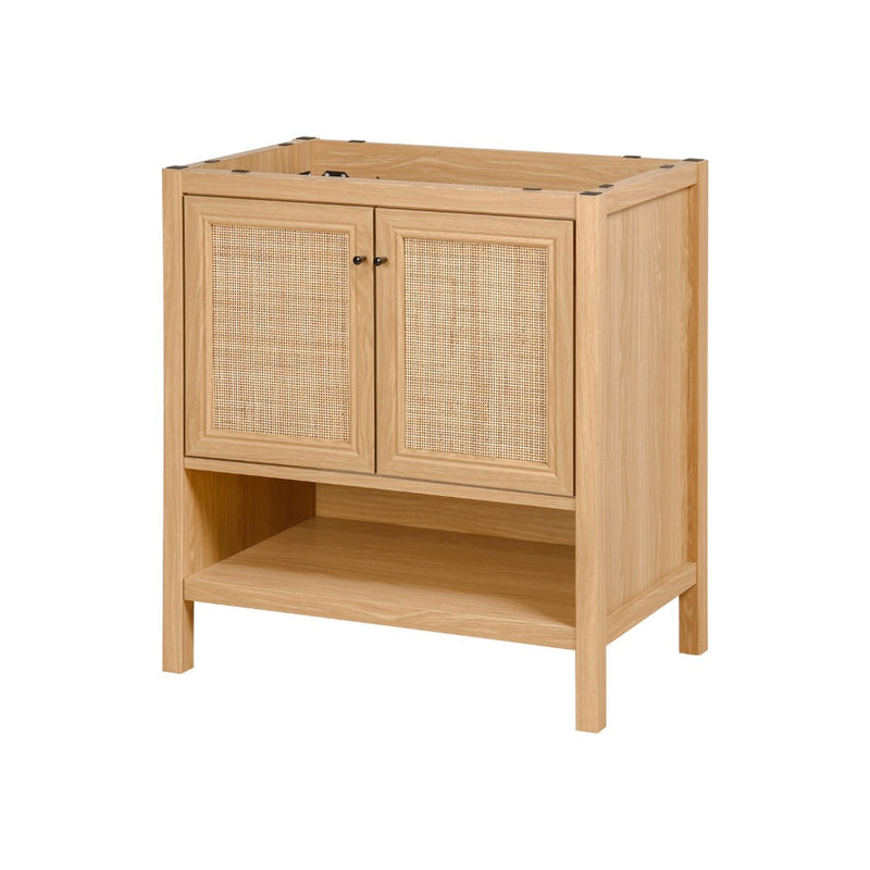Jasper Rattan Modern Coastal 2-Shelf Bath Vanity Cabinet Only (Sink Basin Not Included)
