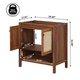 Jasper Rattan Modern Coastal 2-Shelf Bath Vanity Cabinet Only (Sink Basin Not Included)