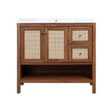 Jasper Rattan Modern Coastal 2-Shelf Bath Vanity Cabinet Only (Sink Basin Not Included)