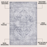 Eleanor Vintage Medallion Border Machine-washable Area Rug