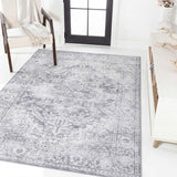 Eleanor Vintage Medallion Border Machine-washable Area Rug