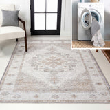 Eleanor Vintage Medallion Border Machine-washable Area Rug