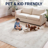 Eleanor Vintage Medallion Border Machine-washable Area Rug