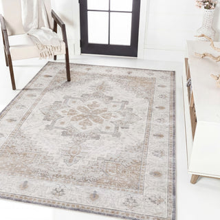 Eleanor Vintage Medallion Border Machine-washable Area Rug