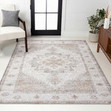 Eleanor Vintage Medallion Border Machine-washable Area Rug