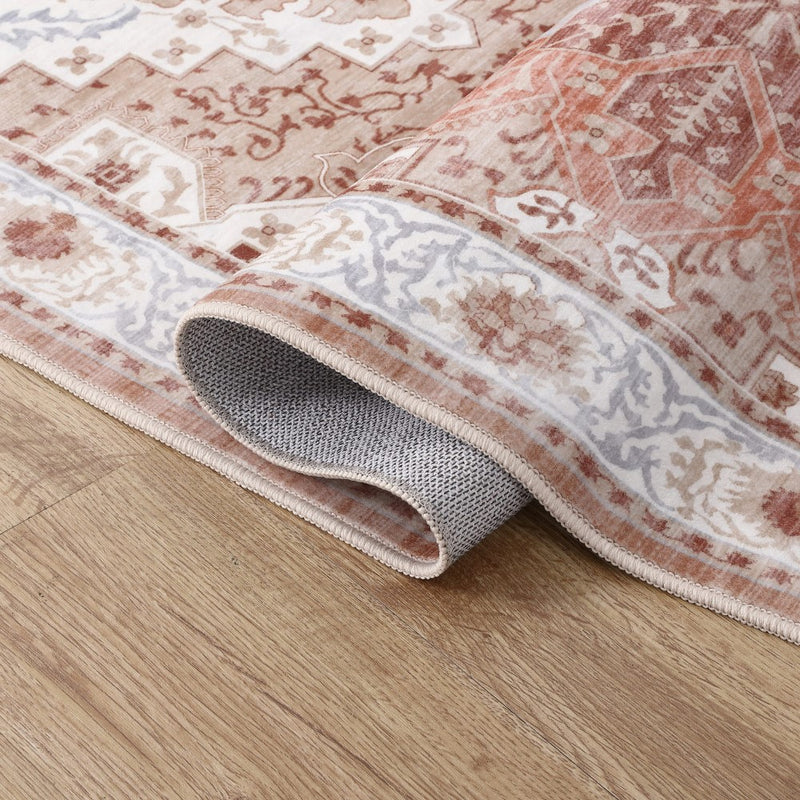 Eleanor Vintage Medallion Border Machine-washable Area Rug