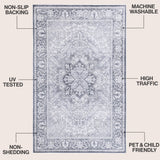 Eleanor Vintage Medallion Border Machine-washable Area Rug