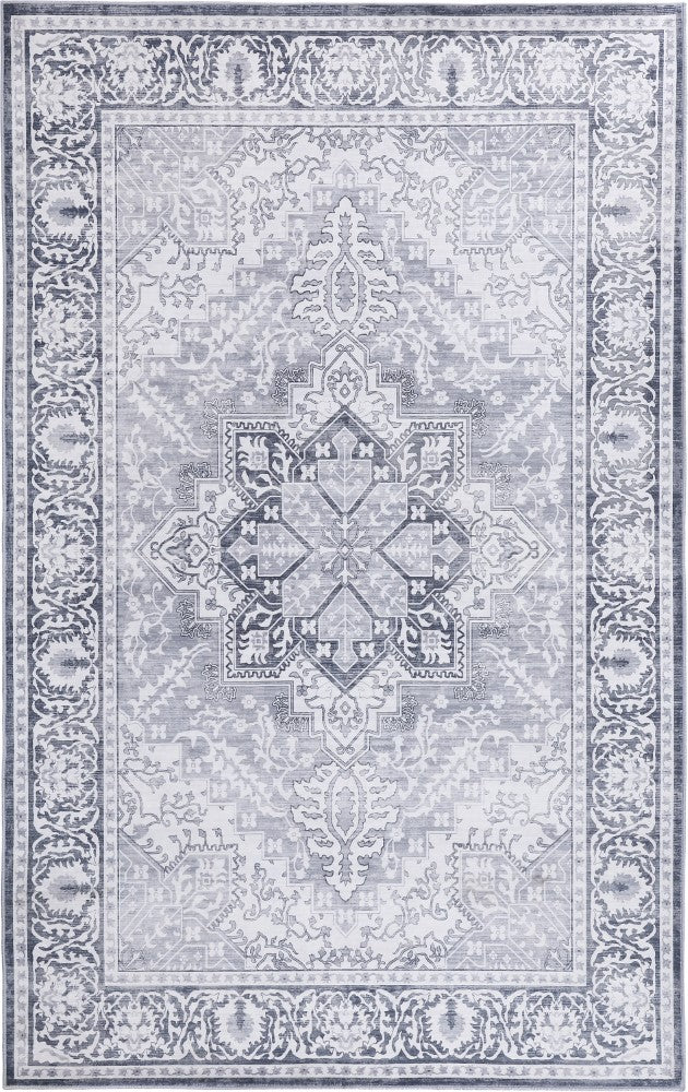 Eleanor Vintage Medallion Border Machine-washable Area Rug