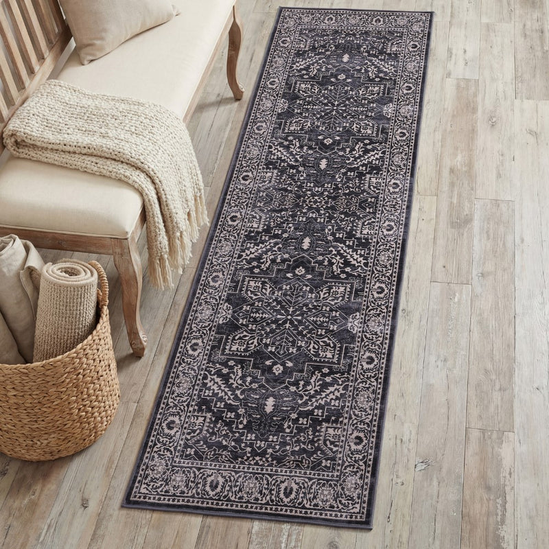 Eleanor Vintage Medallion Border Machine-washable Area Rug