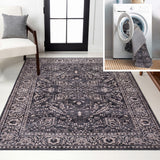Eleanor Vintage Medallion Border Machine-washable Area Rug