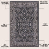 Eleanor Vintage Medallion Border Machine-washable Area Rug