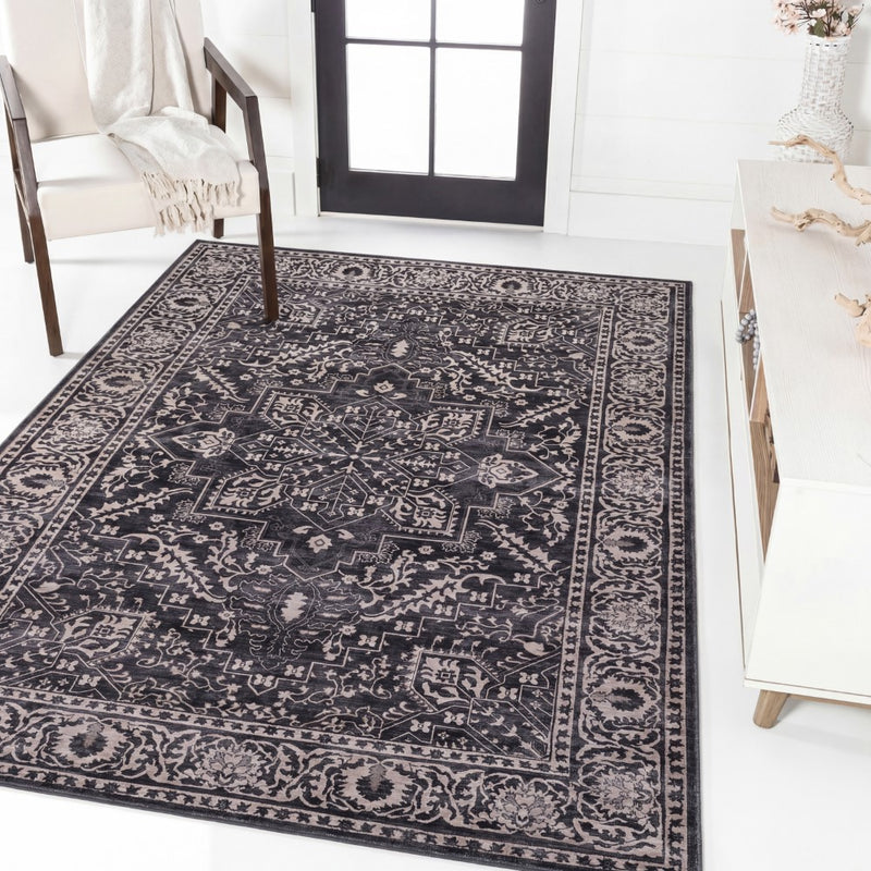 Eleanor Vintage Medallion Border Machine-washable Area Rug