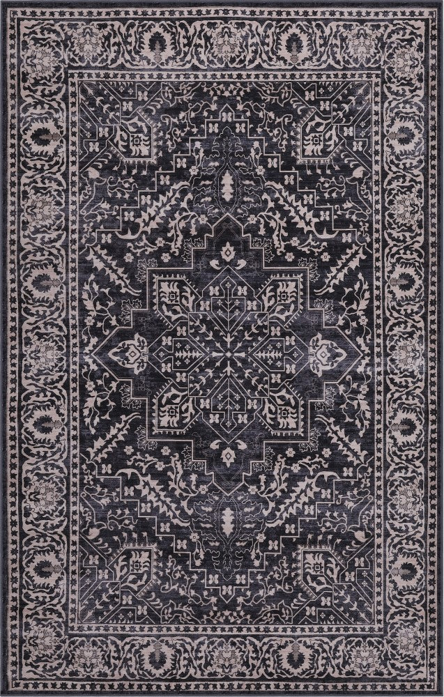 Eleanor Vintage Medallion Border Machine-washable Area Rug