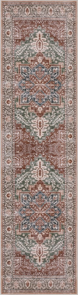 Eleanor Vintage Medallion Border Machine-washable Area Rug