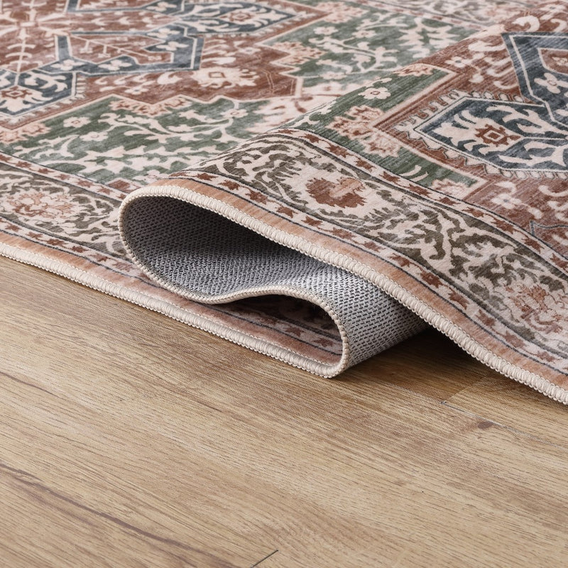 Eleanor Vintage Medallion Border Machine-washable Area Rug