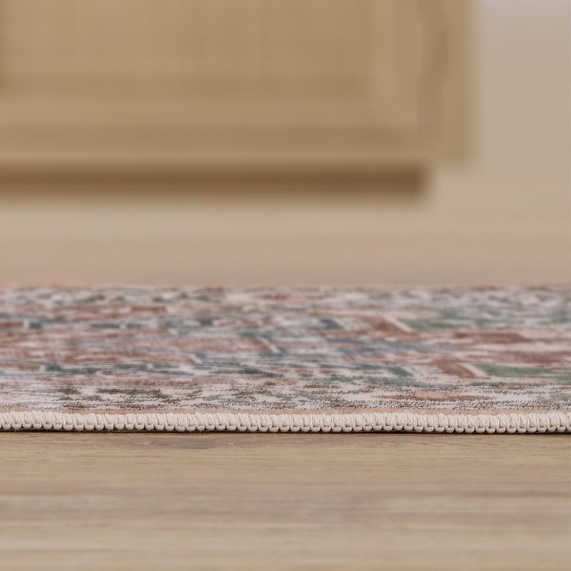 Eleanor Vintage Medallion Border Machine-washable Area Rug