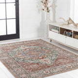 Eleanor Vintage Medallion Border Machine-washable Area Rug